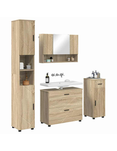 Set di mobili per il bagno con cassetto 4 pcs Rovere Sonoma