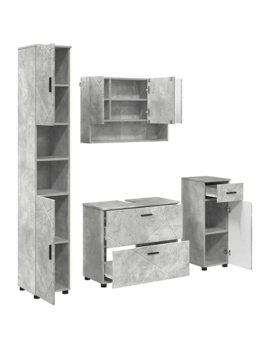 Set di mobili per il bagno con cassetto 4 pcs Grigio cemento