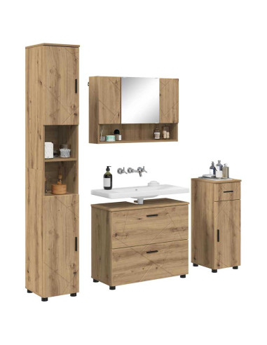Set di mobili per il bagno 4 pz Rovere artigianale