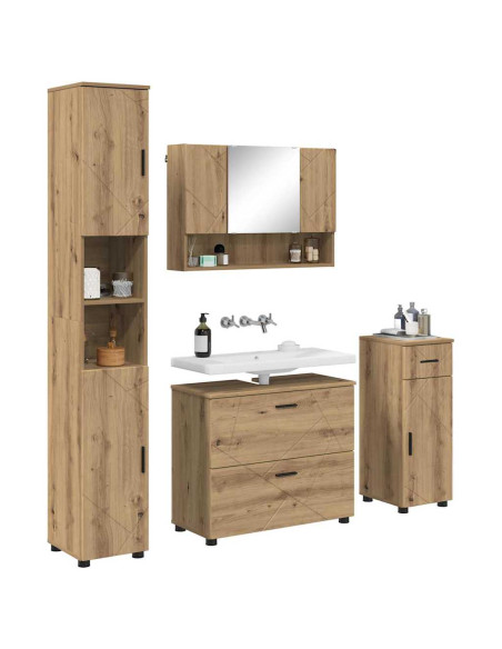 Set di mobili per il bagno 4 pz Rovere artigianale