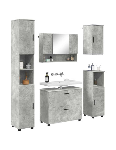 Set di mobili per il bagno con cassetto 5 pcs Grigio cemento