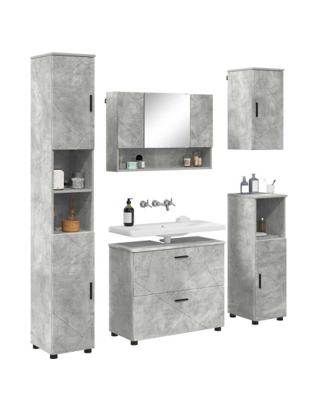 Set di mobili per il bagno con cassetto 5 pcs Grigio cemento