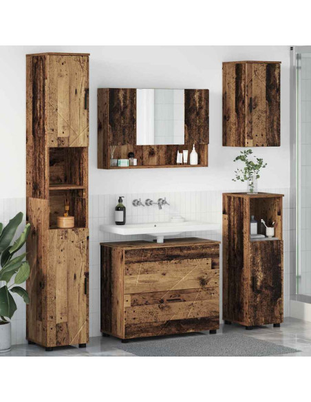 Set di mobili per il bagno con cassetto 5 pcs Legno vecchio