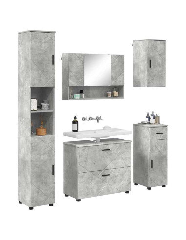 Set di mobili per il bagno con cassetto 5 pcs Grigio cemento