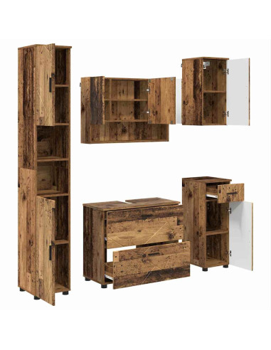 Set di mobili per il bagno con cassetto 5 pcs Legno vecchio