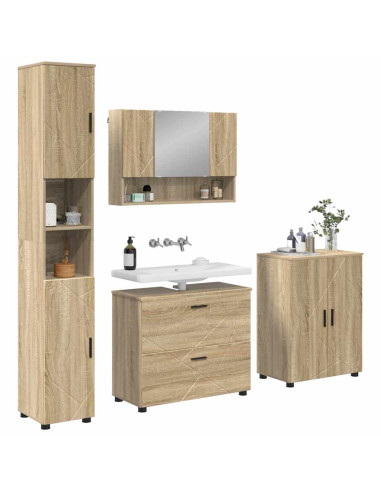 Set di mobili per il bagno con cassetto 4 pcs Rovere Sonoma