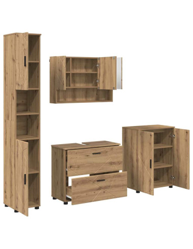 Set di mobili per il bagno 4 pz Rovere artigianale