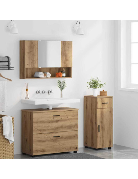 Set di mobili per il bagno 3 pz Rovere artigianale