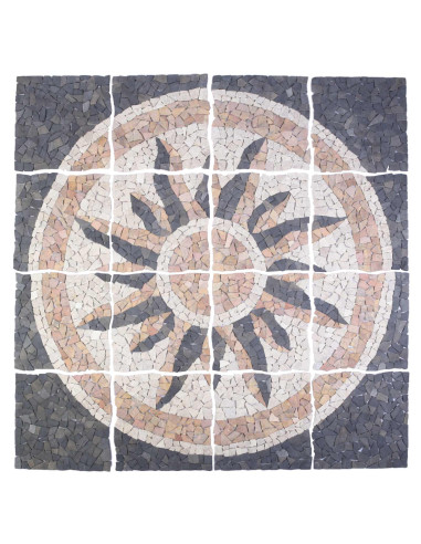 Piastrelle Mosaico Motivo Sole Multicolore 120 x 120 cm Marmo