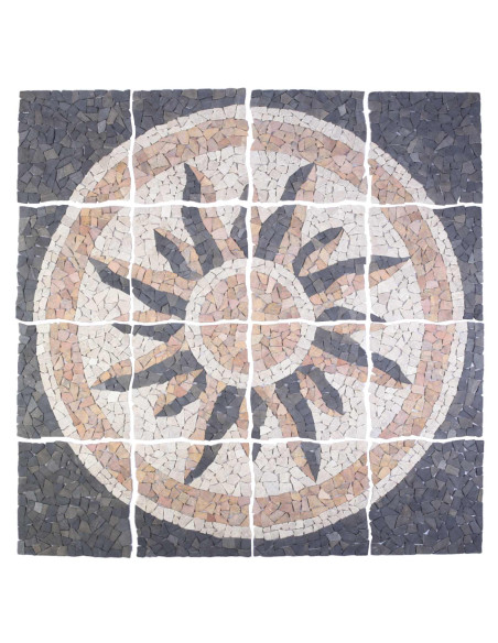 Piastrelle Mosaico Motivo Sole Multicolore 120 x 120 cm Marmo