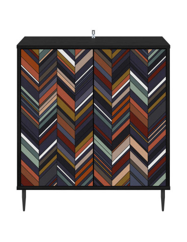 Credenza OMMEN Rovere Nero 69 x 33 x 76 cm Legno ingegnerizzato