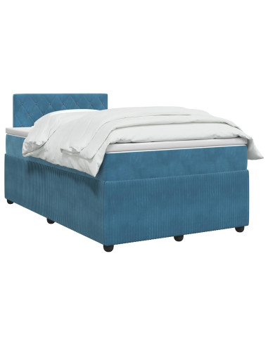 Letto box spring con materasso Blu Scuro 120 x 200 cm Velluto