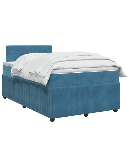 Letto box spring con materasso Blu Scuro 120 x 200 cm Velluto