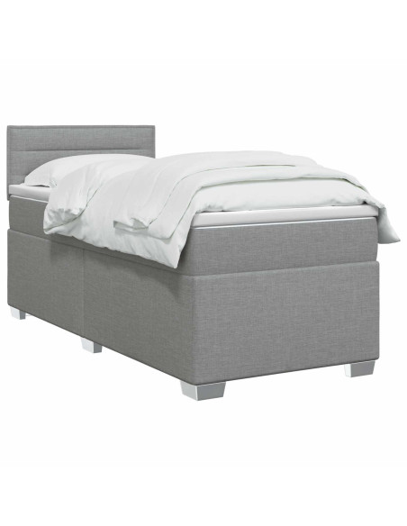 Letto con Box Spring, Materasso e LED Grigio Chiaro 80 x 200 cm