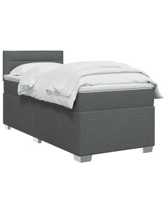 Letto con Box Spring, Materasso e LED Grigio Scuro 80 x 200 cm 2
