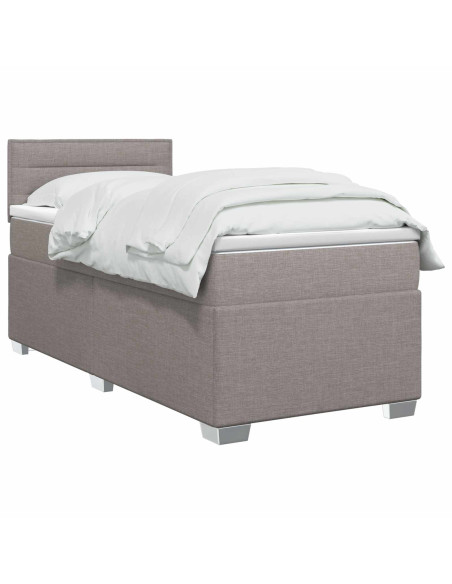 Letto con Box Spring, Materasso e LED Tortora 80 x 200 cm