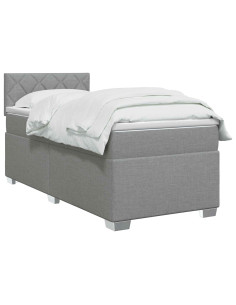 Letto con Box Spring, Materasso e LED Grigio Chiaro 90 x 190 cm 2