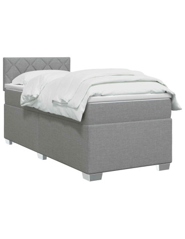 Letto con Box Spring, Materasso e LED Grigio Chiaro 90 x 190 cm