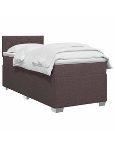 Letto con Box Spring, Materasso e LED Marrone Scuro 90 x 190 cm 2
