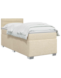 Letto con Box Spring, Materasso e LED Crema 100 x 200 cm 2