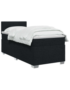 Letto con Box Spring, Materasso e LED Nero 100 x 200 cm Tessuto 2