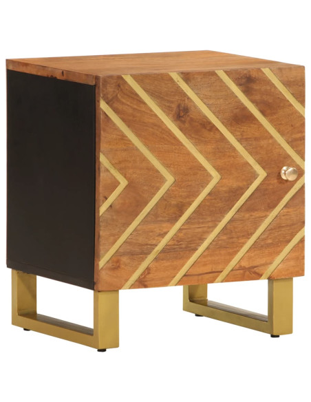 Comodini 2 pz Marrone e Nero in Legno Massello di Mango