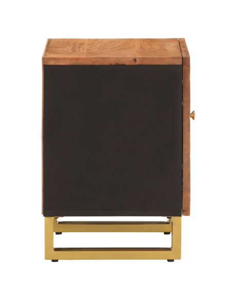 Comodini 2 pz Marrone e Nero in Legno Massello di Mango