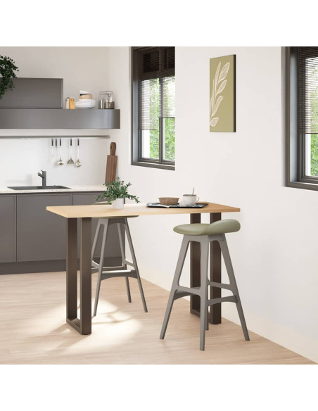 Gambe per tavolo da bar a forma di U 2 pz in acciaio naturale 50x(90-91) cm