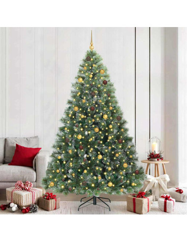 Albero di Natale artificiale con 300 LED Verde 240 cm PE e PVC