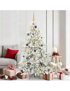 Albero di Natale Artificiale con Rami Pieghevoli Bianco 180 cm