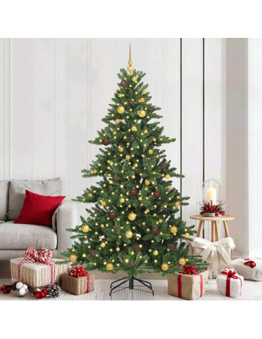 Albero di Natale Artificiale con Rami Pieghevoli Verde 210 cm