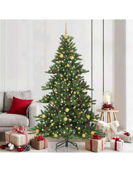 Albero di Natale Artificiale con Rami Pieghevoli Verde 210 cm