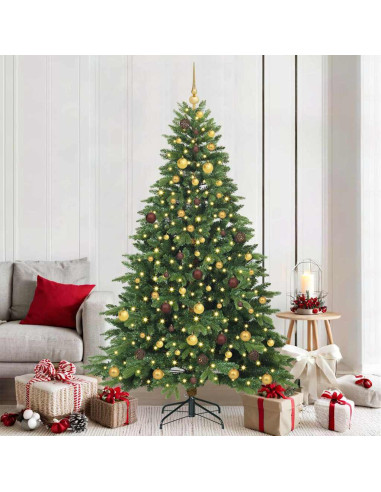 Albero di Natale artificiale con 300 LED Verde 210 cm PE e PVC