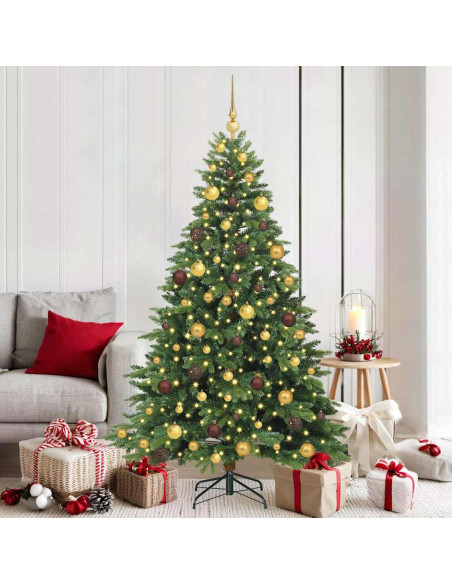 Albero di Natale artificiale con 300 LED Verde 180 cm PE e PVC