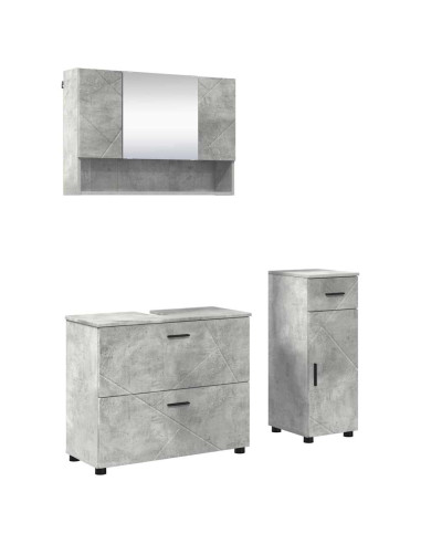 Set di mobili per il bagno con cassetto 3 pcs Grigio cemento