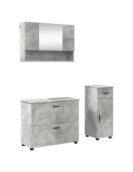 Set di mobili per il bagno con cassetto 3 pcs Grigio cemento