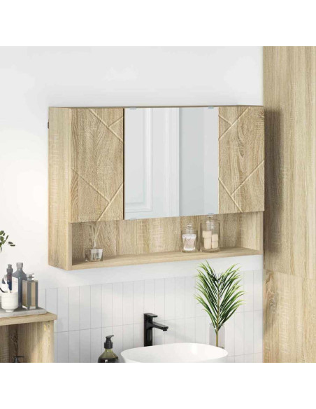 Mobiletto per specchio con porta Rovere Sonoma 80 x 17 x 55 cm