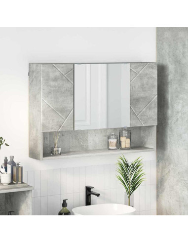 Mobiletto per specchio con porta Grigio cemento 80 x 17 x 55 cm