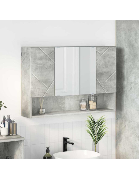 Mobiletto per specchio con porta Grigio cemento 80 x 17 x 55 cm