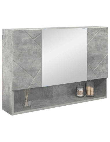 Mobiletto per specchio con porta Grigio cemento 80 x 17 x 55 cm