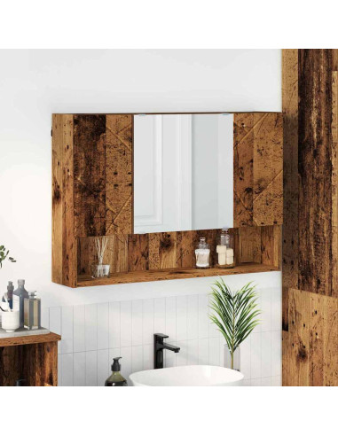 Mobiletto per specchio con porta Legno vecchio 80 x 17 x 55 cm