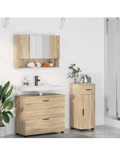 Set di mobili per il bagno con cassetto 3 pcs Rovere Sonoma