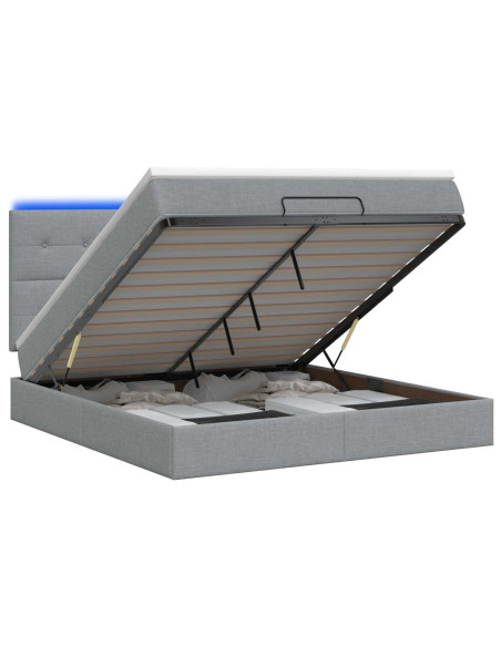 Letto Ottomano con Materasso e LED Grigio Chiaro 160 x 200 cm