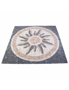 Piastrelle Mosaico Motivo Sole Multicolore 120 x 120 cm Marmo