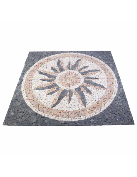 Piastrelle Mosaico Motivo Sole Multicolore 120 x 120 cm Marmo