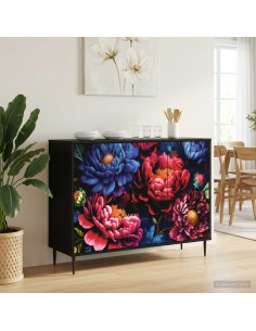 Credenza KIEL Rovere Nero 102 x 33 x 76 cm Legno ingegnerizzato