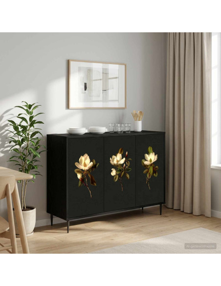 Credenza BREMEN Rovere Nero 102 x 33 x 76 cm
