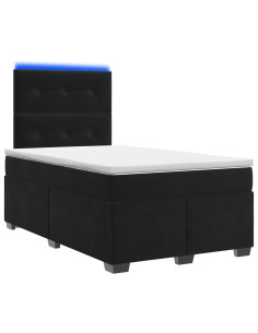 Letto box spring con materasso Nero 120 x 190 cm Velluto