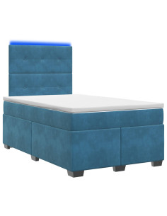 Letto box spring con materasso Blu 120 x 190 cm Velluto