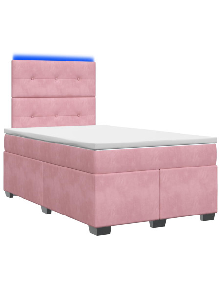 Letto box spring con materasso Rosa 120 x 190 cm Velluto